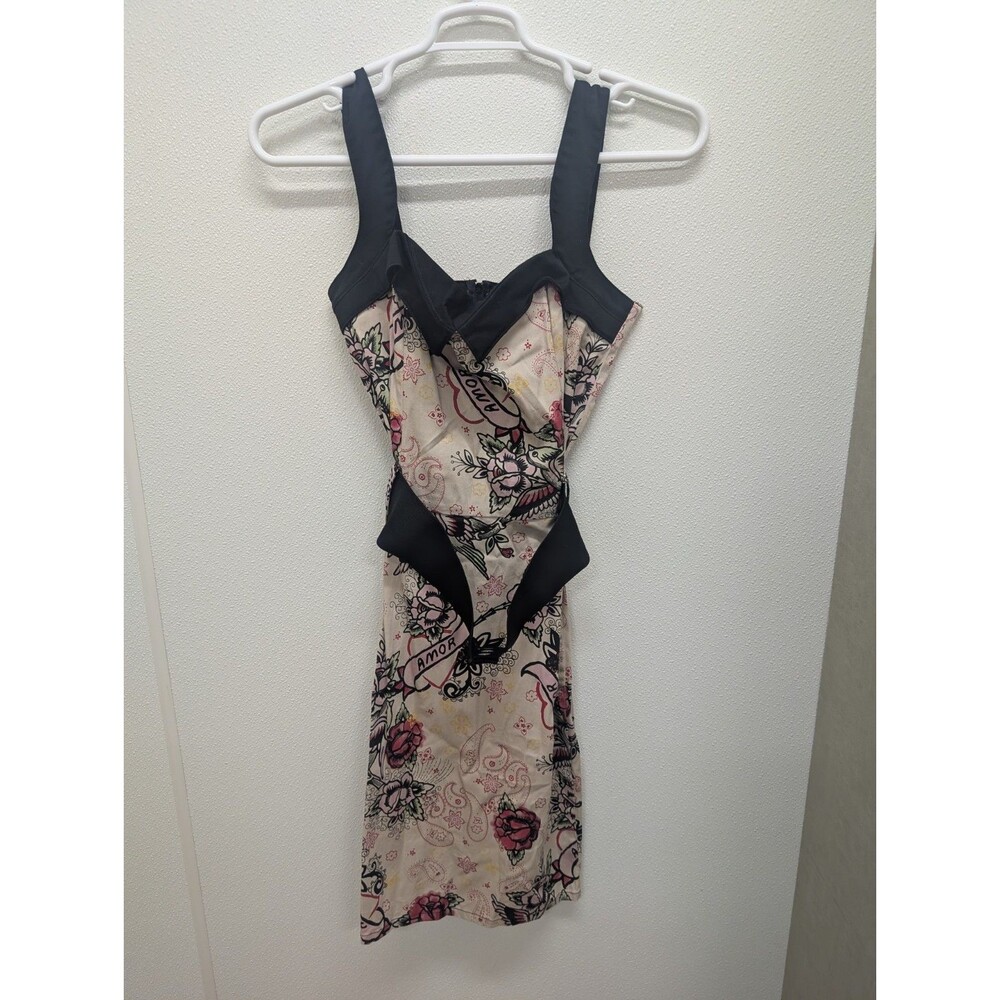 Switchblade Stiletto USA XL Amor Rose Print Pinup Mini Dress Paisley Pink Emo